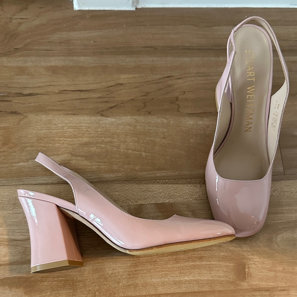 Stuart Weitzman Blush Block Heel Slingbacks - Picture 3 of 7